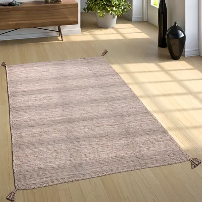 Immagine prodotto di Tappeto di design Tappeto tessuto Kelim Tessuto a mano 100% cotone Moderno Mèlé Beige Dimensioni 120x170 cm