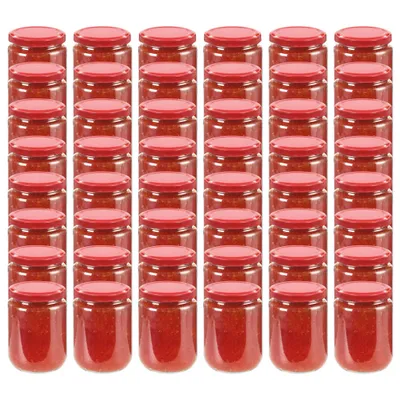Produktbild von Marmeladengläser mit Rotem Deckel 48 Stk. - Hohe Qualität - 230 ml - Marmeladengläser CC26787