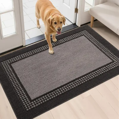 Image de Tapis de sol antidérapant, gris, rectangulaire, dimensions 80x120 cm