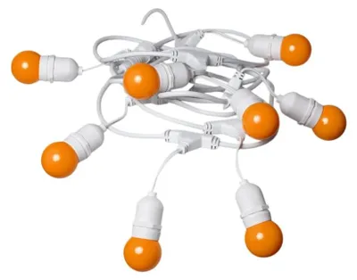 Produktbild von Set Girlande Waterproof 5.5m Weiss+ 8 LED-Glühbirnen E27 G45 3W Farbig Orange