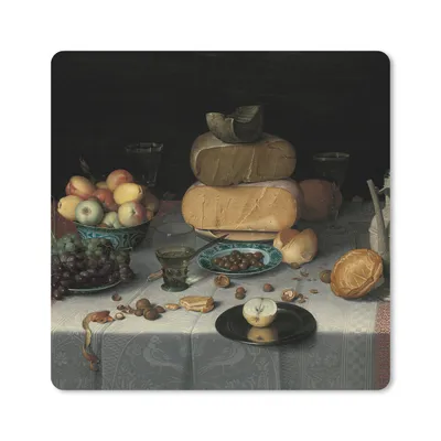 Produktbild von MuchoWow® Mauspad Mousepad Stilleben mit Käse - Gemälde von Floris Claesz. van Dijck 20x20 cm - Mousepads - Maus Mat - Pad - Mausunterlage - Desk Mat - Bureauartikeln