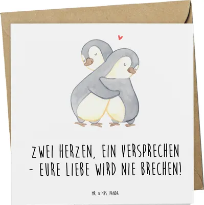 Produktbild von Mr. & Mrs. Panda Grußkarte Standesamtliche Trauung Versprechen - Weiß - Geschenk, Hochzeit, Ehe, Hochzeitstag Spruch, Geschenke, anlasskarte, Heirat, faltkarte, ein
