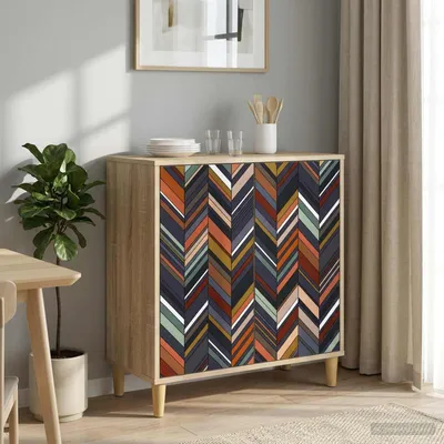 Image de Meuble de rangement latéral vidaXL OMMEN, finition Sonoma, 69 x 33 x 75 cm, fabriqué en panneaux de particules