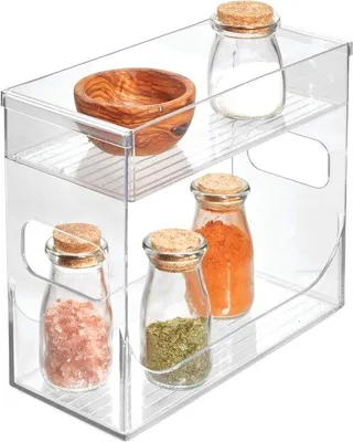 Produktbild von Famanu Gewürzregal für Wand oder Schranktür - Transparentes Aufbewahrungsregal für Gewürze und kleine Flaschen