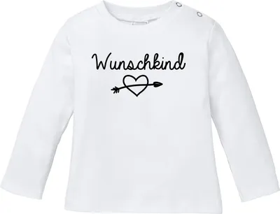 Produktbild von Baby Langarmshirt Babyshirt Wunschkind Jungen Mädchen Shirt Moonworks® weiß 92/98 (16-24-Monate)