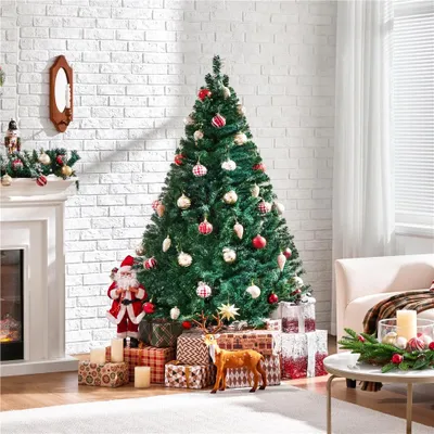Image de Yaheetech Sapin de Noël artificiel 183 cm avec 598 pointes & support métallique pliable, sapin artificiel pour Noël, vert
