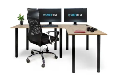 Obrázok produktu pre SyberDesk Gaming Pro rohový stôl 197 x 132 cm - veľký počítačový stôl, rohový stôl, stôl pre kanceláriu a hry (pravý, dub)