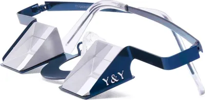 Sicherungsbrille "Classic" von YY Vertical; blau mit markanten Halterungen.
