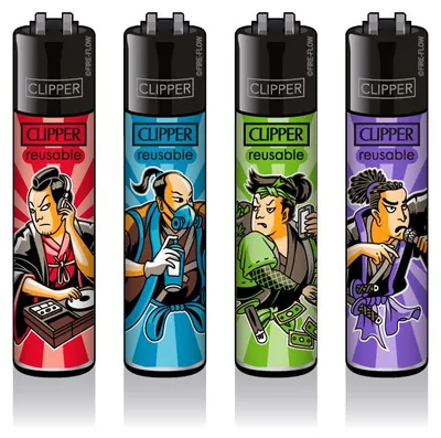 Zdjęcie produktu dla Zapalniczki Clipper - zestaw 4 sztuk: URBAN SAMURAI