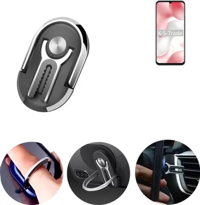 Produktbild von K-S-Trade 3in1 Smartphone-Ring Handy-Ring kompatibel mit Xiaomi Mi 10 Lite Zoom Edition Fingerhalterung  Handyring Tischständer