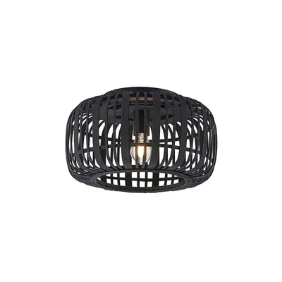 Produktbild von Lindby Deckenleuchte Canyana, schwarz, Rattan, Ø 40 cm