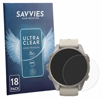 Produktbild von 18x Für Garmin Fenix 9 (43 mm) Schutzfolie Savvies Displayschutz Display Schutz Folie Klar Transparent