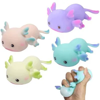 Zdjęcie produktu dla Zabawka antystresowa axolotl squishy tpr miękka dla dzieci 4 sztuki