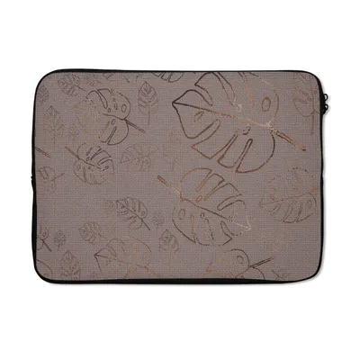 Produktbild von MuchoWow® Laptop Hülle 13 Zoll Muster - Lila - Bronze - Blätter Laptoptasche - Laptophülle - Sleeve - Rundumschutz