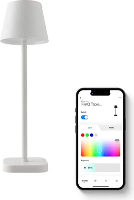 Produktbild von FlinQ Smart Tischlampe Lume – Wiederaufladbar, Touch, Dimmbar, Kabellos – Für Schlafzimmer & Wohnzimmer – Weiß