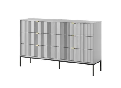 Zdjęcie produktu dla Komoda NOVUM, kolor grafitowy, z metalową podstawą w kolorze czarnym, wymiary: 154 × 91 × 39 cm – Nowoczesna komoda z 6 szufladami