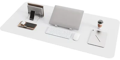 Immagine prodotto di Tappetino per mouse in pelle, con base in ecopelle, colore bianco, dimensioni 100x50 cm