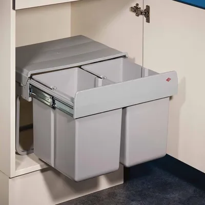 Immagine prodotto di Naber Double Shorty 1, cestino per porte a battente, grigio alluminio 8011058 2 x15 litri