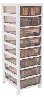 Obrázok produktu pre Solidchoice – Úložná skrinka s 8 priehľadnými zásuvkami a kolieskami