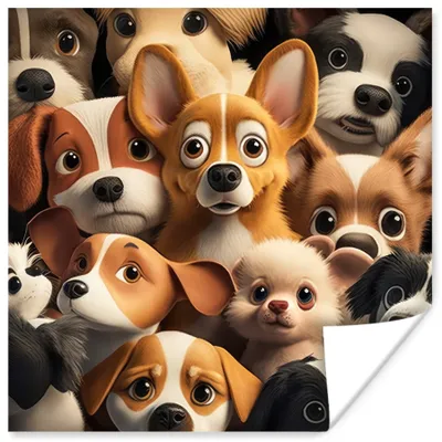 Produktbild von MuchoWow® Poster Hunde - Tiere - Braun - Schwarz - Muster - Kind 100x100 cm - Babyzimmer