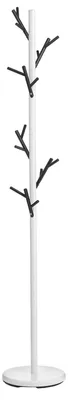 Produktbild von Kleiderständer ZENO aus Metall, Weiß/Schwarz - Garderobenständer, Jackenständer mit 6 praktischen Haken. Ideal für Flur und Eingangsbereich