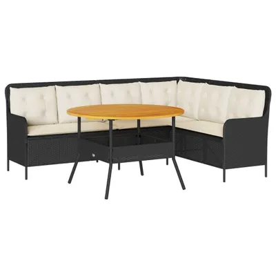 Produktbild von 2-tlg. Garten-Sofagarnitur mit Auflagen Schwarz Poly Rattan