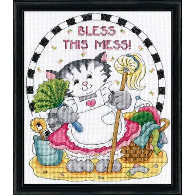 Produktbild von Design Works Kreuzstich Stickpackung "Segne dieses Chaos", Zählmuster, 20x25cm