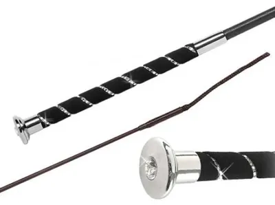 Image de Fleck Premium 03040s Cravache de dressage Swarovski, noire, 120 cm