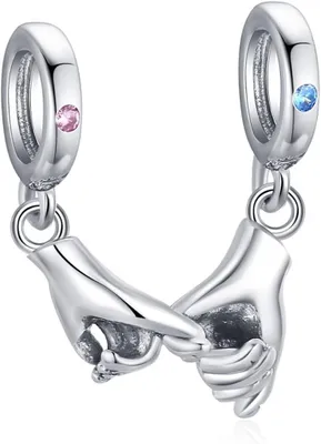 Productafbeelding van Bedel Hanger - Hand in Hand - Armband Versieren - 925 Sterling Zilver - 4.5-5mm Gat - Zilverkleurig