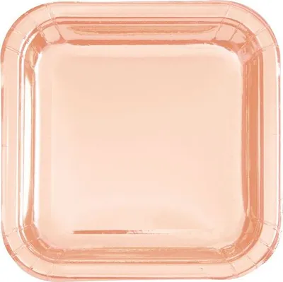 Produktbild von 8 eckige Partyteller roségold metallic 23cm