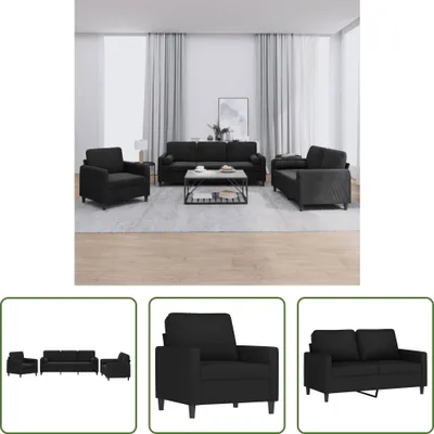 Produktbild von The Living Store 3-tlg. Sofagarnitur mit Kissen Schwarz Samt