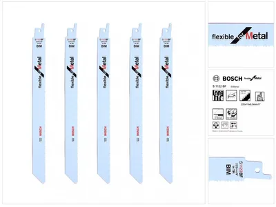 Zdjęcie produktu dla Bosch 2 608 656 019, Brzeszczot do piły poprzecznej, Rura, Profil, Blacha (cienka), Bimetaliczny, 2 mm, 0,9 mm, 22,5 cm