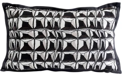 Zierkissen Cut Pile, 50x30 cm, schwarz/weiß, Samtoptik, Reißverschluss
