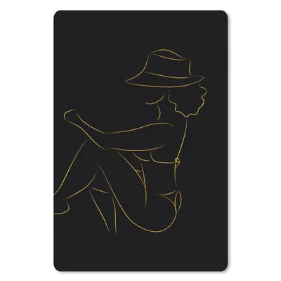 Produktbild von MuchoWow® Mauspad Mousepad Frau - Hut - Gold - Schwarz 18x27 cm - Mousepads - Maus Mat - Pad - Mausunterlage