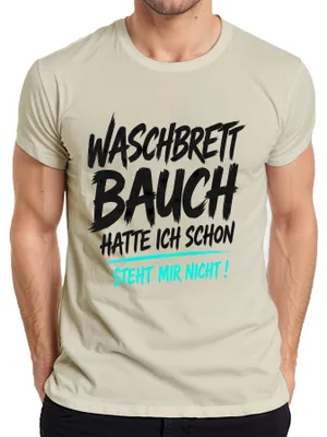 Productafbeelding van "Waschbrettbuik" - Heren T-shirt met opdruk, humoristisch, natuurthema, maat XXL