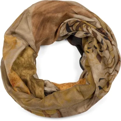 Produktbild von styleBREAKER Damen Loop Schal mit Hirsch Print und geometrischer Einteilung, Schlauchschal mehrfarbig, Tuch 01017131