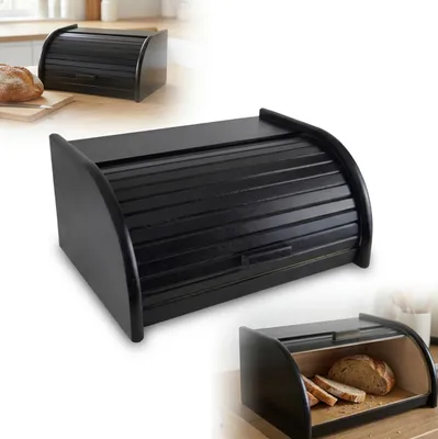 Produktbild von Kleiner Holzkorb für Brot Schwarz 31x26x16 cm – Polnische Herstellung, Brotkasten aus Holz