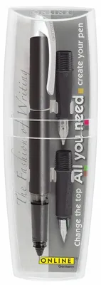 Produktbild von ONLINE Schreibgeräte 61194, Schwarz, Silber, Blau, 0,7 mm, Medium, 185 mm, 89 g