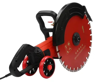 Image de Scie à béton électrique, coupe-briques - Scie circulaire 4000 W, diamètre 40 cm - Profondeur de coupe : 16,5 cm - Avec pompe à eau - Fraiseuse pour rainures dans les murs - Prise européenne - Rouge
