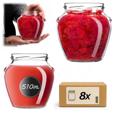Obrázok produktu pre KADAX konzervovacie poháre 510 ml so skrutkovacím viečkom (priemer 82 mm), poháre so skrutkovacím viečkom, poháre na med, poháre na konzervovanie medu, ovocia a zeleniny, poháre na džem (8 ks)