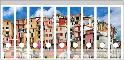 Produktbild von Wallario Ordnerrücken Sticker, selbstklebend für breite Ordner, 9 Stück, Motiv Bunter Hafen in Italien