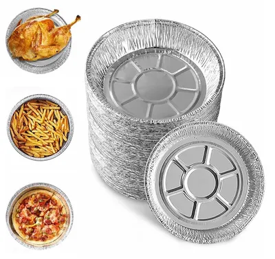 Imagen del producto de Juego de 50 moldes redondos de aluminio, de 20 cm, para hornear y cocinar