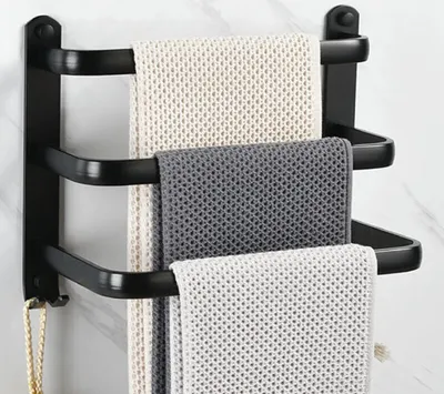 Zdjęcie produktu dla 30 cm aluminiowy, czarny, matowy wieszak łazienkowy na ręczniki