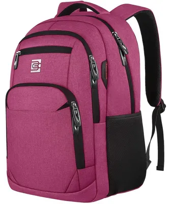 Immagine prodotto di Zaino per laptop da 18 pollici, zaino da scuola per uomo, zaino per adolescenti e ragazzi, colore rosa, adatto per laptop da 15,6 pollici, resistente all'acqua, con cintura per bagagli e sistema antifurto