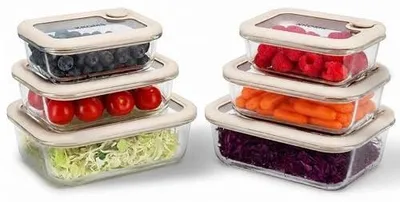 Zdjęcie produktu dla Pojemniki szklane do żywności 6 szt. 370ML 640ML 1040ML lunchbox zamrażarka
