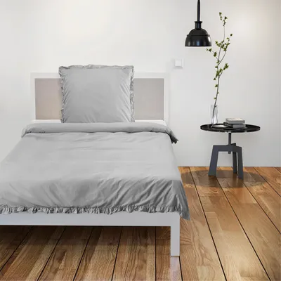 Obrázok produktu pre JEMIDI Sprava postenej bielizne s volnmi - 135 x 200 cm - Jednolkov sprava sivej postenej bielizne - Vintage oblieka na prikrvku a vank - Siv