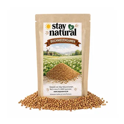 Produktbild von Stay Natural Buchweizensamen – glutenfrei, ballaststoffreich, eiweißreich, 100% natürlich, ganzer Buchweizen für Müsli, Kochen, Salat & Porridge (450 g)