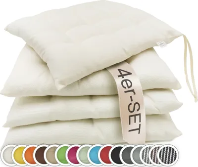 Produktbild von Sitzkissen Stuhlkissen 4er Set, ca. 40x40 cm, creme