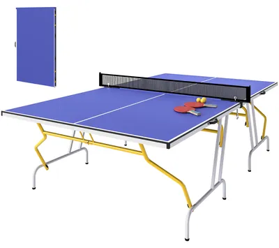 Produktbild von Sunvello Tischtennisplatte, klappbar, inkl. 2 Schläger, 3 Bälle, Netz, Indoor, Metallgestell, 274x152x76cm, Blau