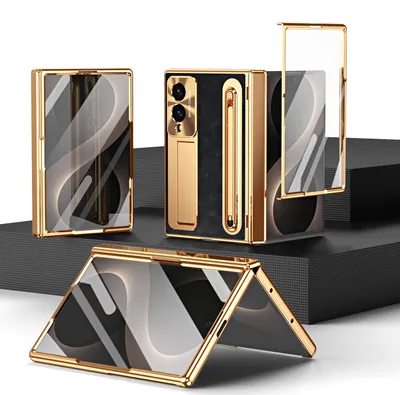 Obrázek produktu pro Pouzdro pro Samsung Galaxy Z Fold 8 s držákem na pero a stylusem, galvanizovaný kryt se stojánkem, vestavěná ochrana displeje a kamery Černý
